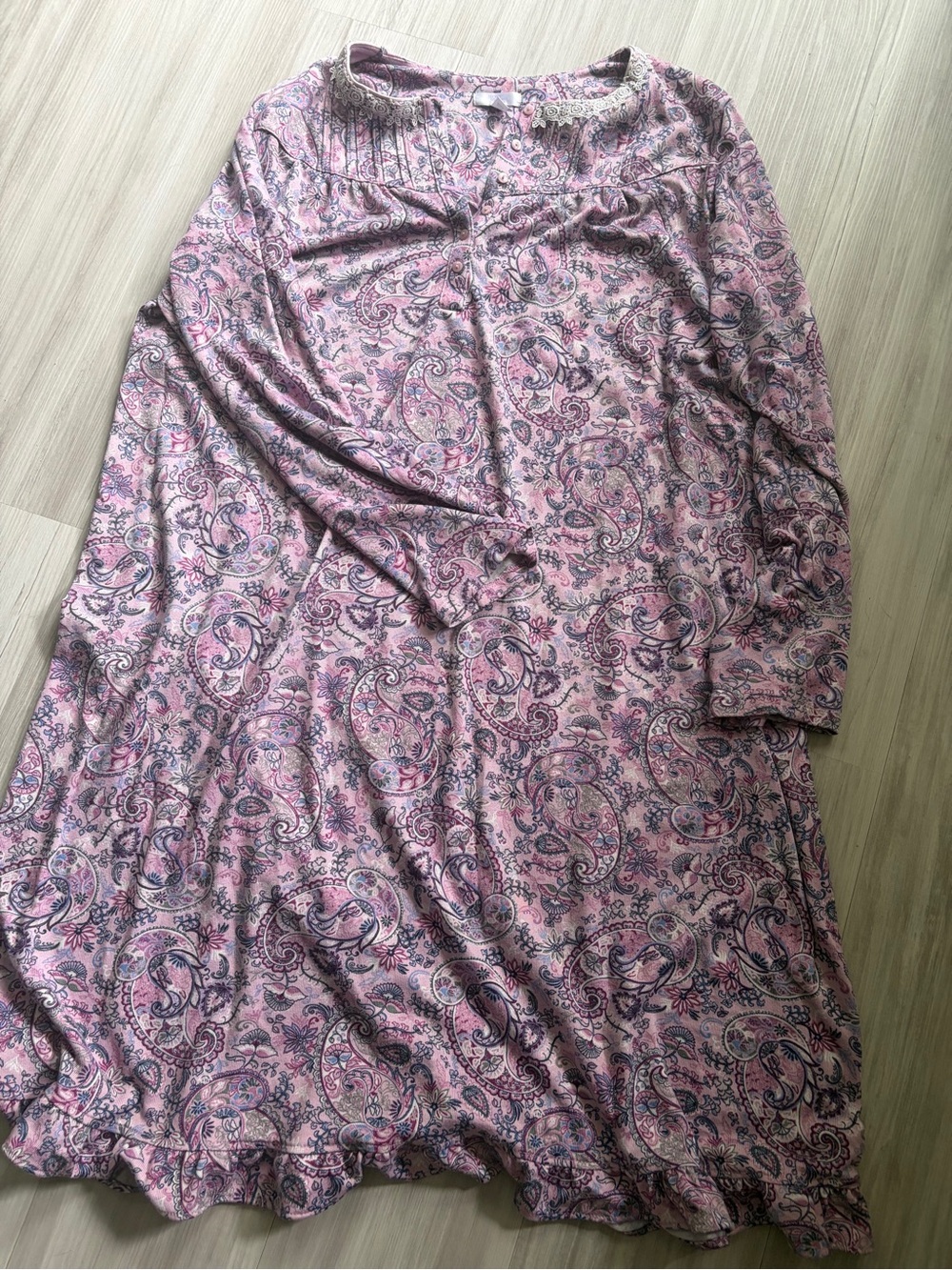 Paisley Long Sleeve Nightgown - Pink and Purple
